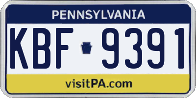 PA license plate KBF9391