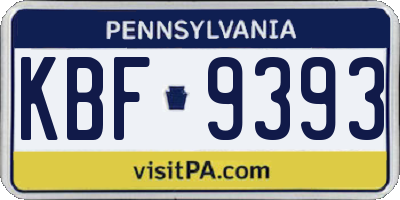 PA license plate KBF9393