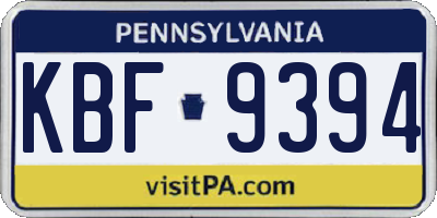 PA license plate KBF9394