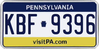 PA license plate KBF9396