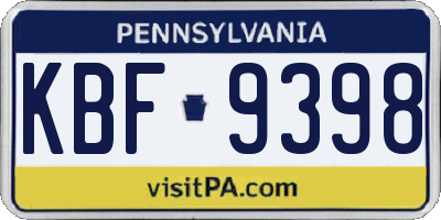PA license plate KBF9398