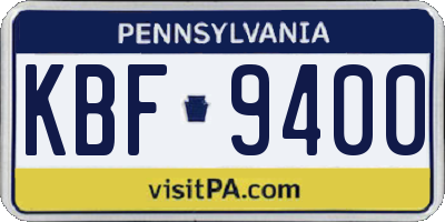PA license plate KBF9400
