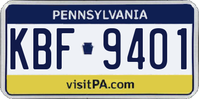 PA license plate KBF9401