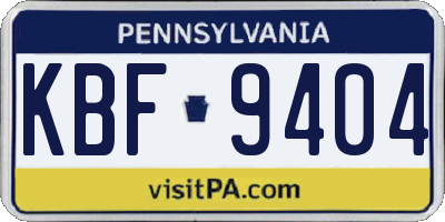PA license plate KBF9404