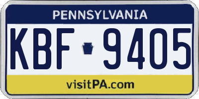 PA license plate KBF9405