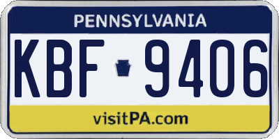 PA license plate KBF9406