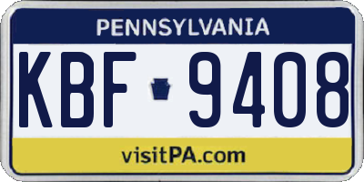 PA license plate KBF9408