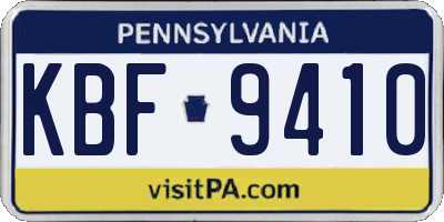 PA license plate KBF9410