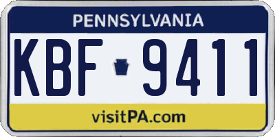 PA license plate KBF9411