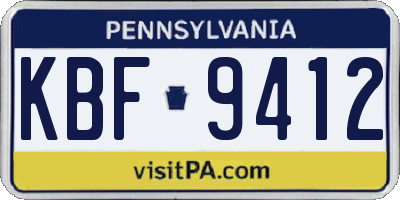 PA license plate KBF9412