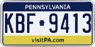 PA license plate KBF9413