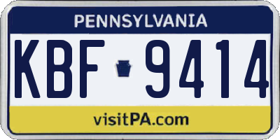 PA license plate KBF9414