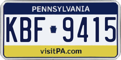 PA license plate KBF9415