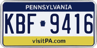 PA license plate KBF9416