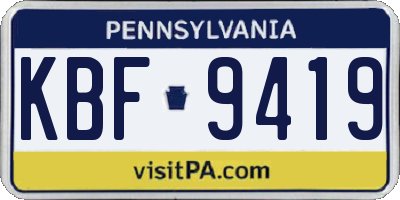 PA license plate KBF9419
