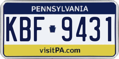 PA license plate KBF9431