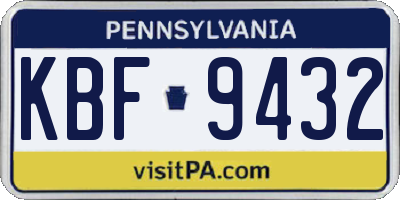 PA license plate KBF9432