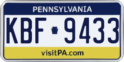 PA license plate KBF9433