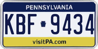 PA license plate KBF9434