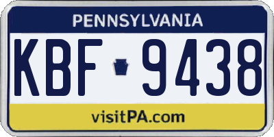 PA license plate KBF9438