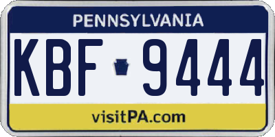PA license plate KBF9444