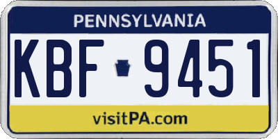 PA license plate KBF9451