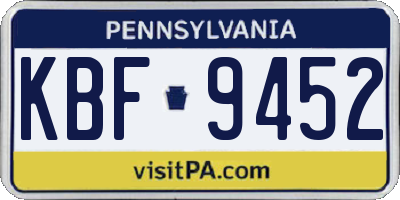 PA license plate KBF9452