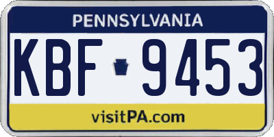 PA license plate KBF9453