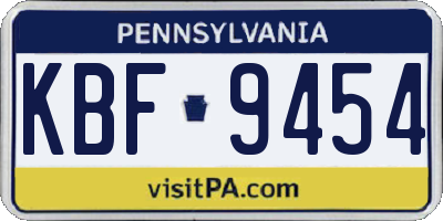 PA license plate KBF9454