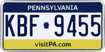 PA license plate KBF9455