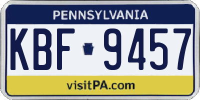 PA license plate KBF9457