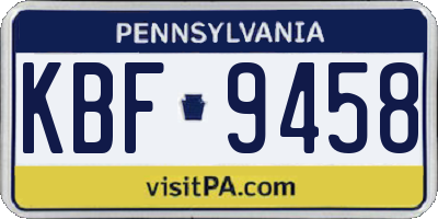 PA license plate KBF9458