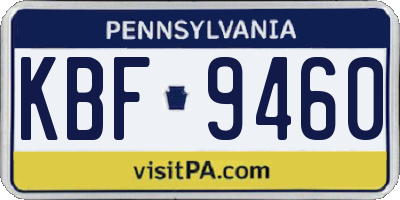 PA license plate KBF9460