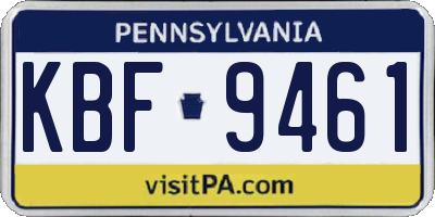 PA license plate KBF9461