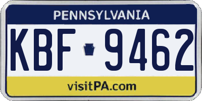 PA license plate KBF9462
