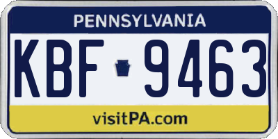 PA license plate KBF9463