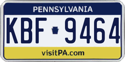 PA license plate KBF9464