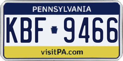 PA license plate KBF9466