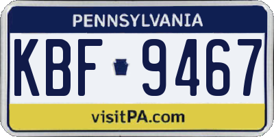 PA license plate KBF9467