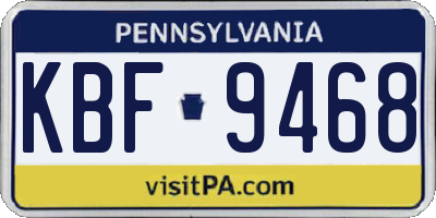 PA license plate KBF9468