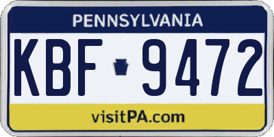 PA license plate KBF9472