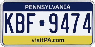 PA license plate KBF9474