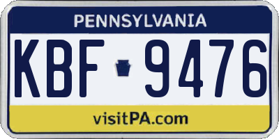 PA license plate KBF9476