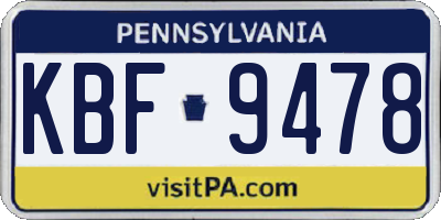 PA license plate KBF9478