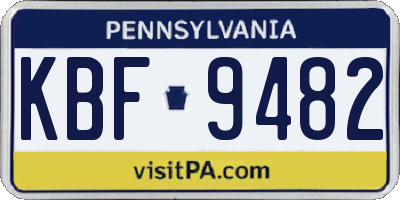 PA license plate KBF9482