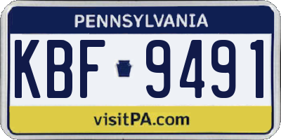 PA license plate KBF9491