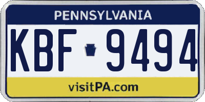 PA license plate KBF9494