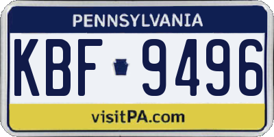 PA license plate KBF9496