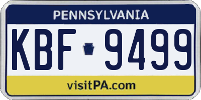 PA license plate KBF9499