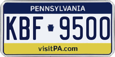 PA license plate KBF9500